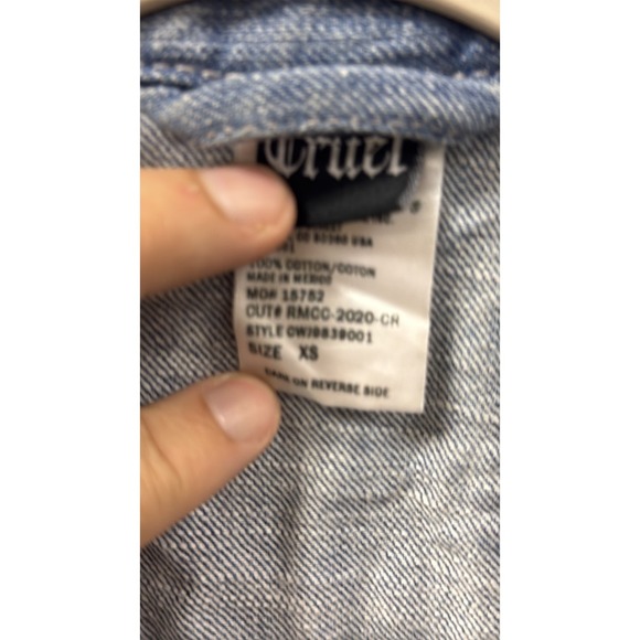 Cruel Girl Denim Jacket Button Womens Blue Size Xs Jean Western Distressed - Picture 3 of 4